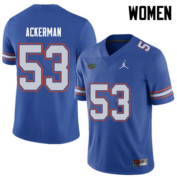 Jordan Brand Women #53 Brendan Ackerman Florida Gators College Football Jersey Royal